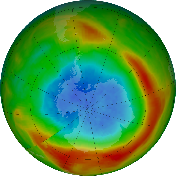 Antarctic ozone map for 03 October 1981